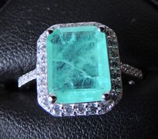 Lab grown Smaragd Silber 925 Fingerring Gr. 54