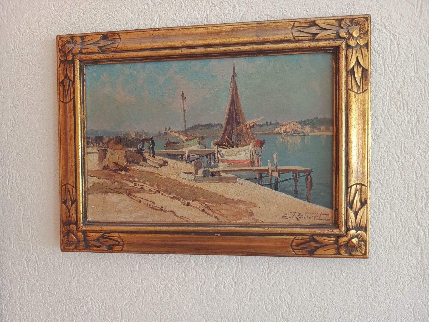 Foto & Immagini: Seelandschaft mit Booten, Ölgemälde, gerahmt von E. Robert – Usato da Steinhausen venduto da Hirte