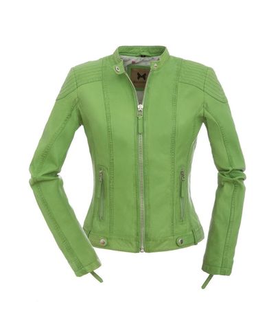 Grüne sportive Damen Lederjacke aus echtem Leder Gr. 36 NEU
