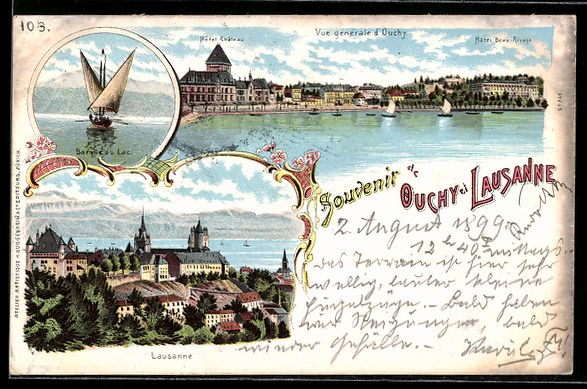 Cartes postales: Litho Lausanne, vue générale de la vil – D'occasion à Berlin par bartko-reher