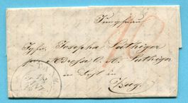 Faltbrief von Stanz nach Zug 1853