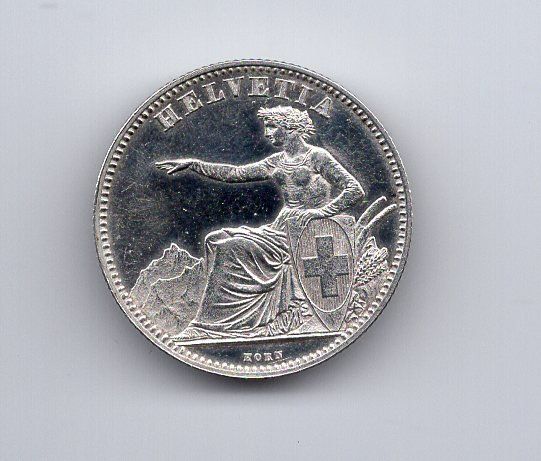 Tutti le monete: (2446) CH, 2 Franken 1862, Prooflike, stgl – Usato da Rüthi (Rheintal) venduto da erdnuessli1 1