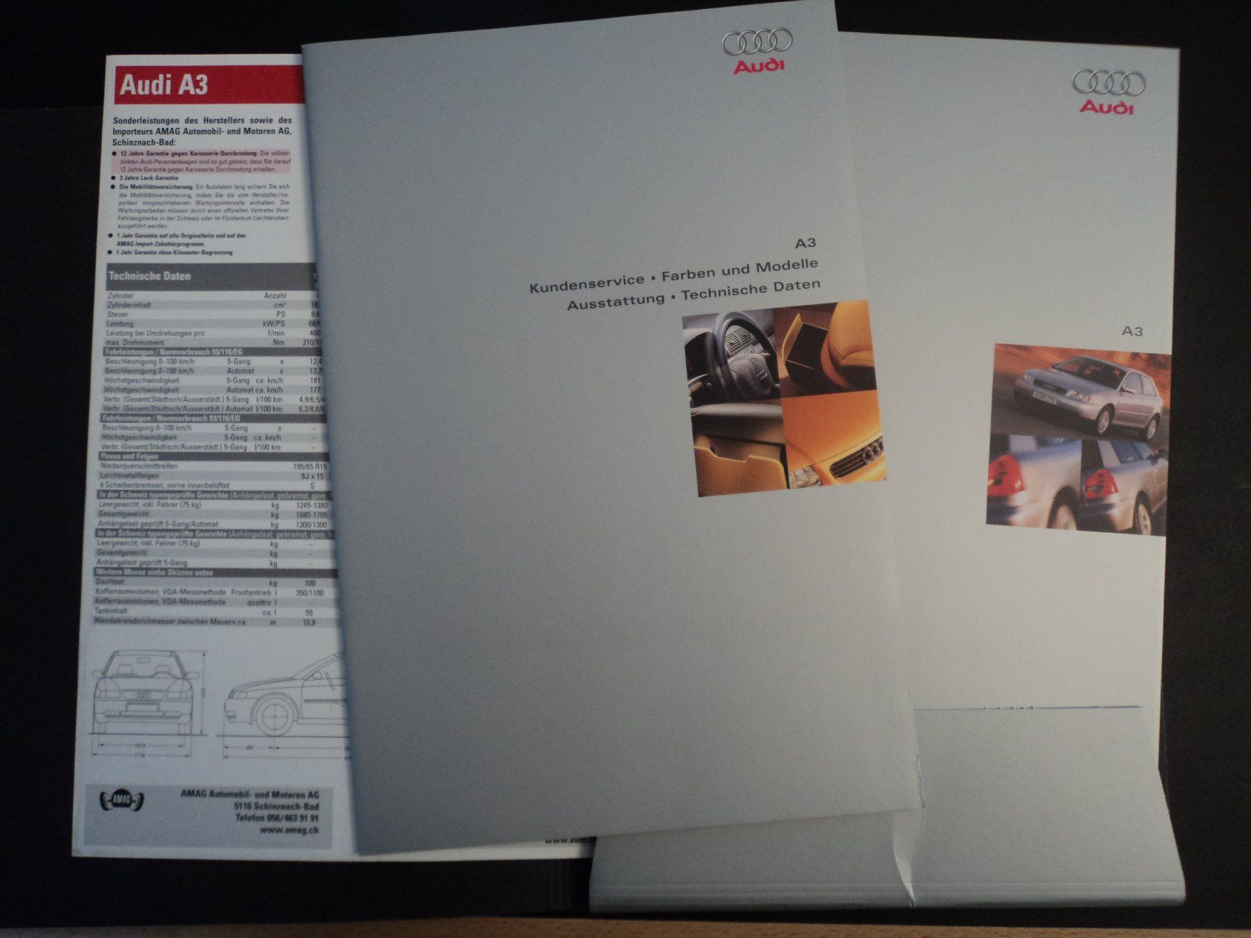 Audi Documenti: Prospekt Mappe Audi A3 1999 – Usato da Schwarzenburg venduto da modelCARama
