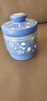 PETIT VASE AVEC COUVERCLE PORCELAINE BLEU SIGNÉ PABLO ZABAL