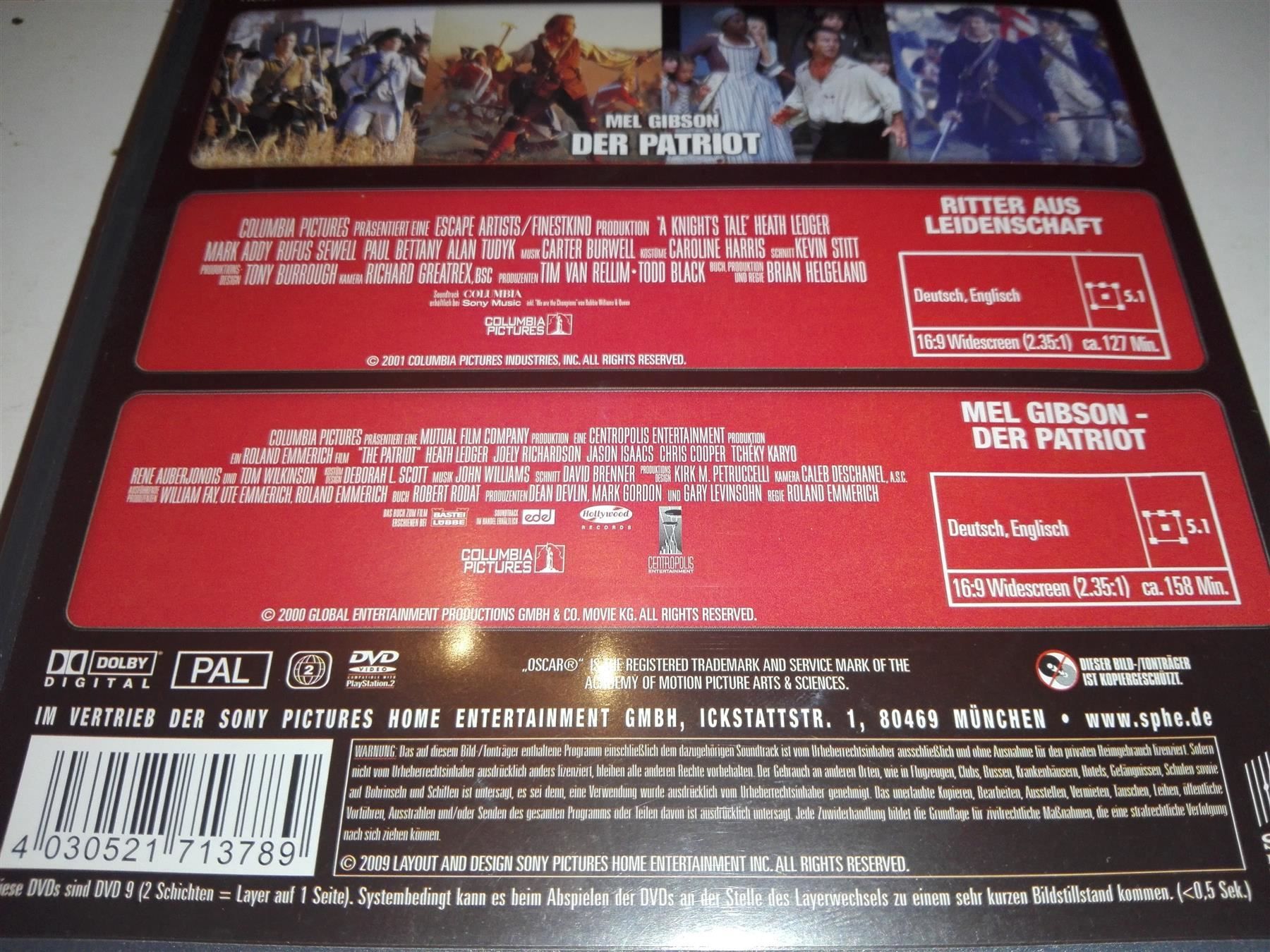 Tutti i DVDs: Ritter aus Leidenschaft & Der Patriot – Usato da St.Gallen venduto da elk2023 5