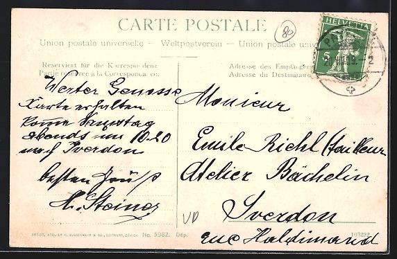 Ansichtskarten: AK Payerne, Grande rue, 1909 – Gebraucht aus Berlin von bartko-reher 1