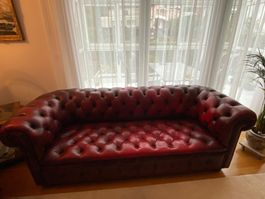 Chesterfield 2er & 3er Sofa, Bordeaux Rot