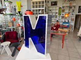Vintage Leuchtbuchstaben N Leuchtkasten blau Deko Lampe
