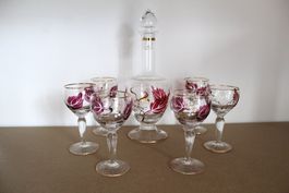 Elegantes, Handbemaltes Likör-Set,