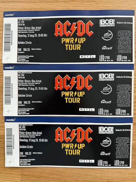 AC/DC PWR UP Tour 2025 - 3 GC-Tickets 17.08.2025 Karlsruhe (Neuf avec ...
