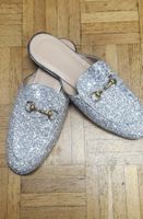 Mules glitzer silber