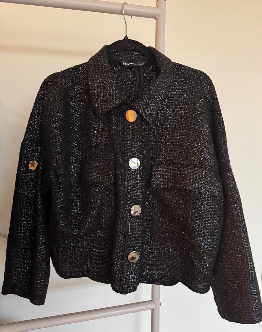 Zara Giacche: Zara Black Shimmer Overshirt / Lightweight Jacket – Usato da Zürich venduto da di_archive 2