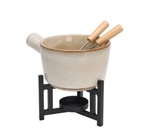 Porzellan Fondue-Set mit Metallgestell 