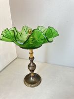 Antiker Jugendstil-Aufsatz – grünes Glas – Bronze