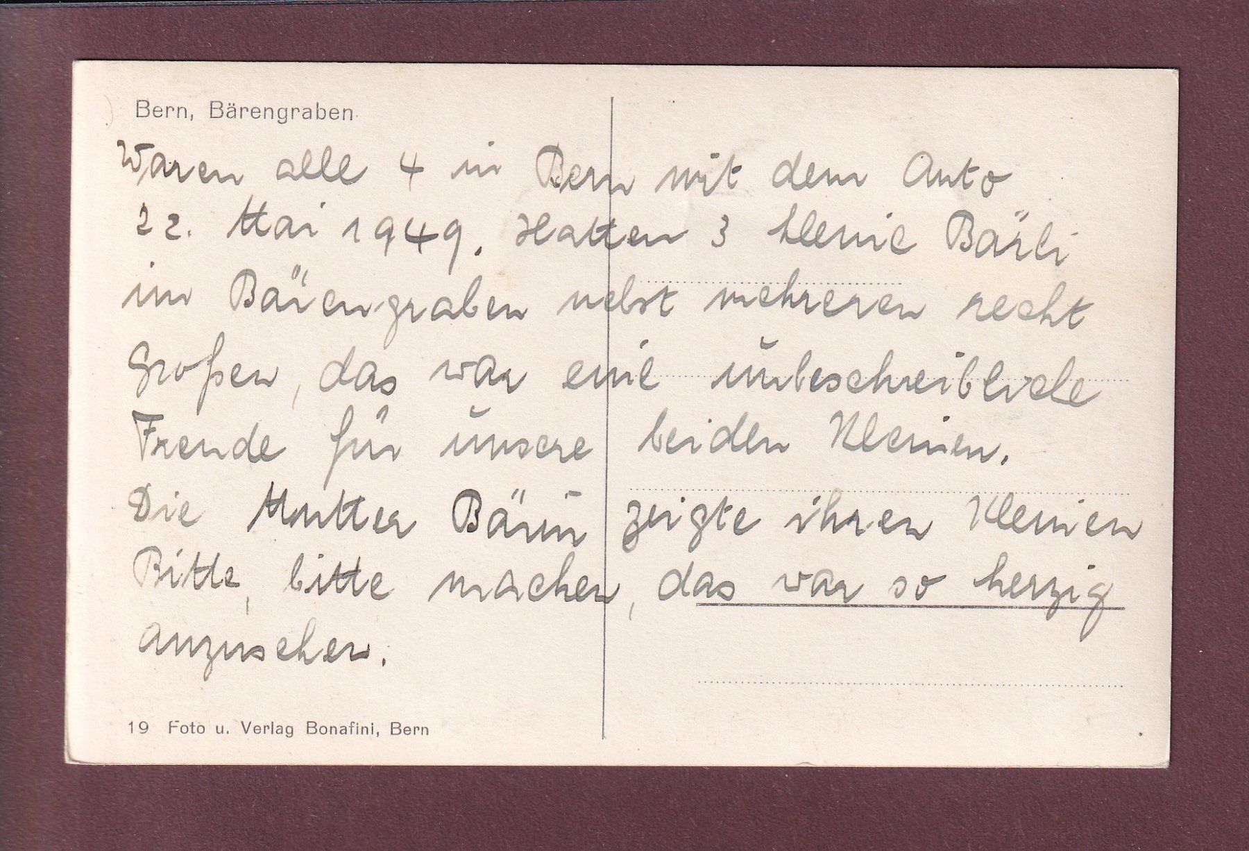 Cartoline postali: BERN - Bärengraben - 1949 – Usato da Pully venduto da nicecards 1