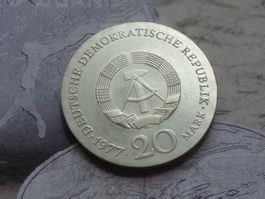 German Democratic Republic (DDR) 20 Mark 1977 C. F. Gauss