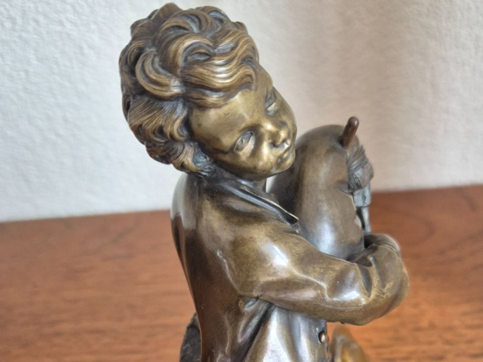 Figuren: Statue bronze XIX ème garçon cornebuse – Gebraucht aus Fully von tameab 3