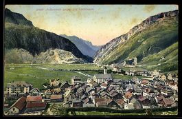 AK Andermatt, Ortsansicht gegen die Schöllenen