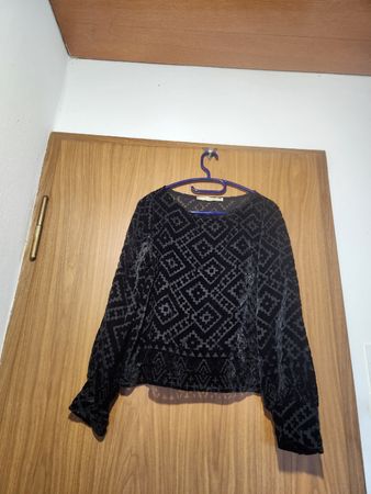 Haut La Fée Maraboutée noir motif géométrique taille 36/38