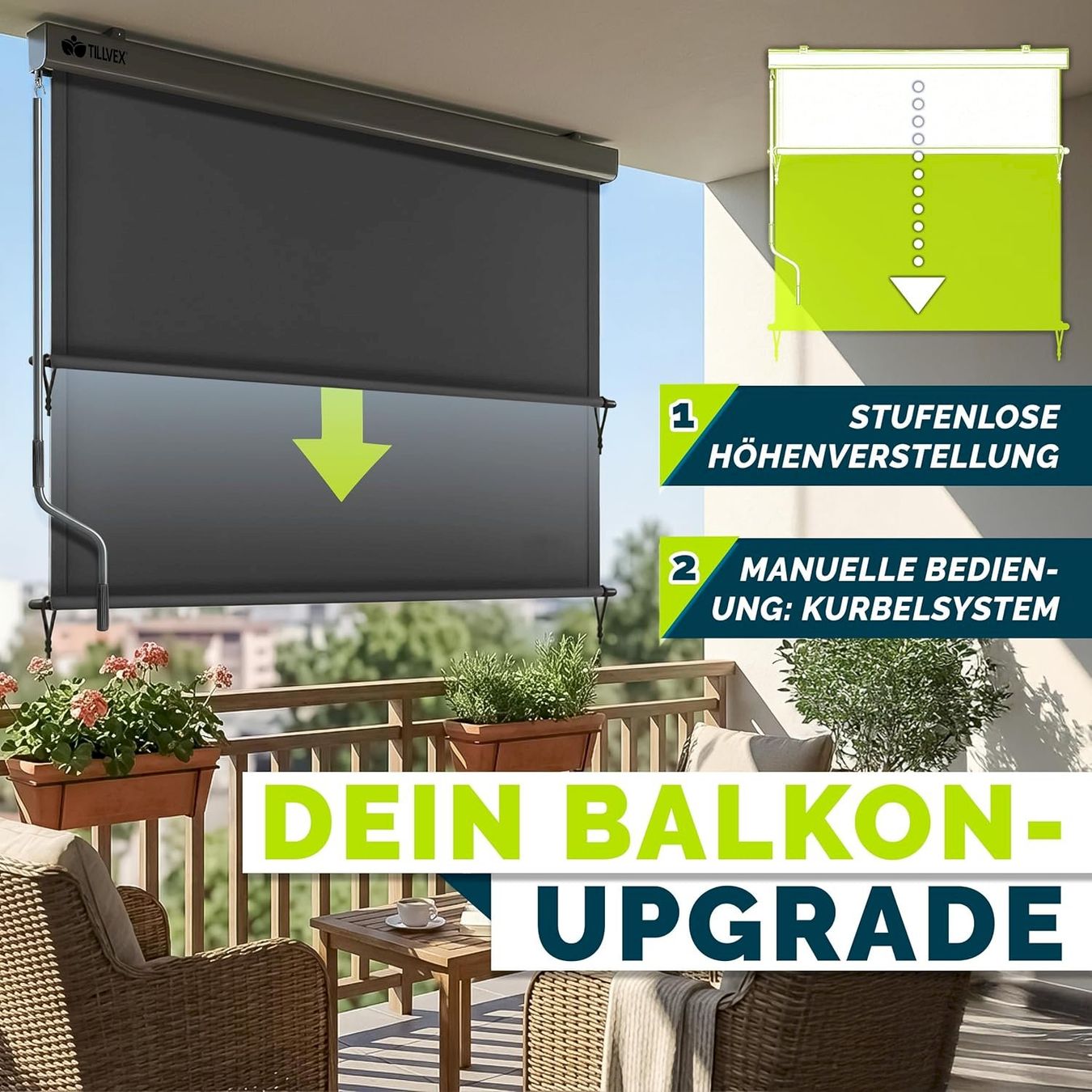 Markisen: Aussen-Senkrechtmarkise 200x250 anthraz. – Neu und originalverpackt aus Bottighofen von zaap 1