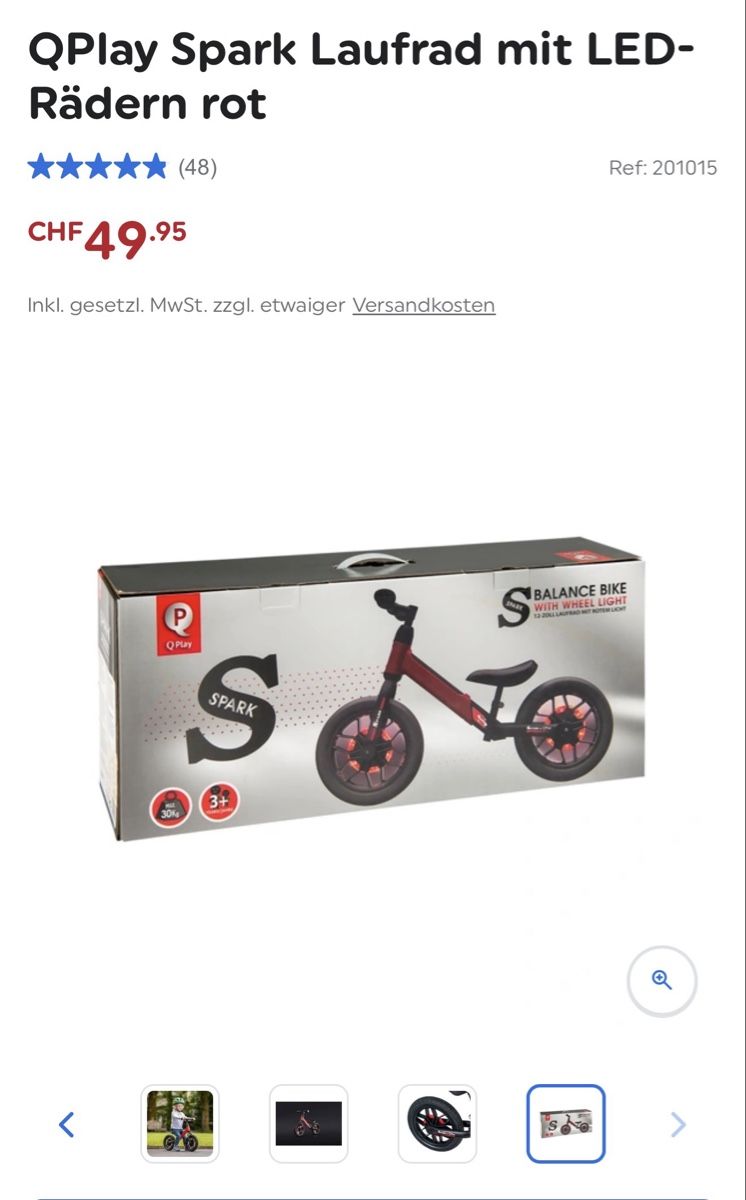 Mini Bike: Balance Bike, red, with wheel light – Usato da Zürich venduto da jbq_rhv2 4