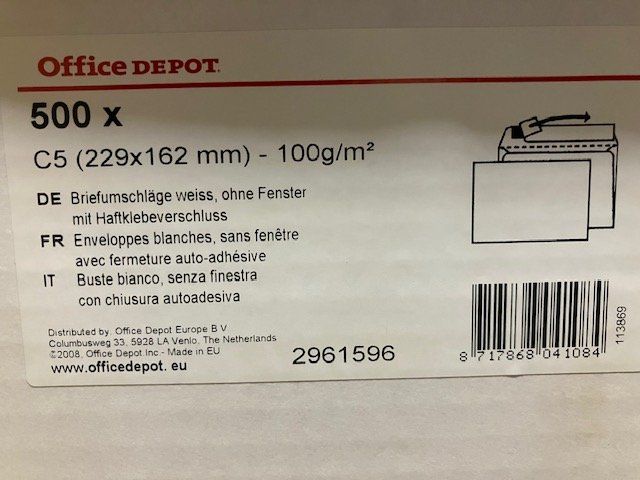 Buste & buste per spedizione: couverts c5 ohne fenster – Nuovo (secondo la descrizione) da Schwarzenberg LU venduto da kindler007
