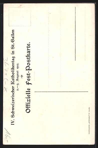 Ansichtskarten: St. Gallen, IV. Schweizer Katholikentag  – Gebraucht aus Berlin von bartko-reher 1