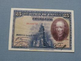 Spanien 25 Pesetas Geldschein 1928 - Seltenes Sammlerst