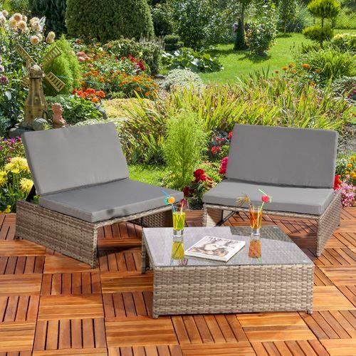 Set di tavolo e panche: Mucola Gartenset Grau/Schwarz – Nuovo e nell'imballaggio originale da Bottighofen venduto da zaap