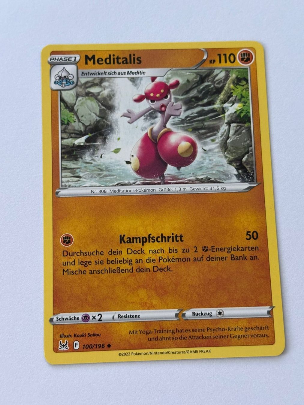 Pokémon Sammelbilder & Trading cards: Pokemon-Karte Meditalis 100/196 – Gebraucht aus Herisau von Seyashop1
