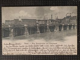 Alte PK / Basel - Alte Rheinbrücke mit Kleinbasel - 1905