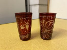 2 Schönes Schnapsgläser Böhmische Glas geschliffen.