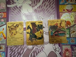 3 mal Pokémon Karten aus Metall