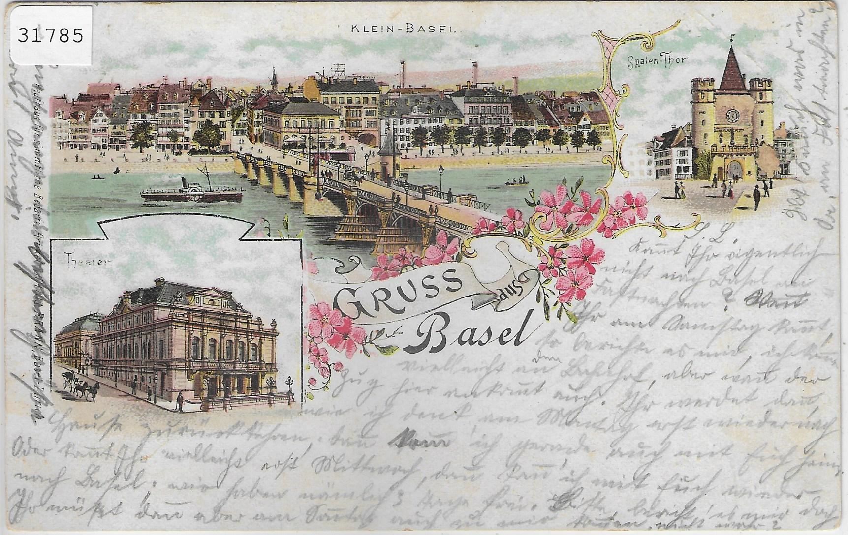 Cartoline postali: Gruss aus Basel - Litho 1903 – Usato da Ettingen venduto da Kartenplanet