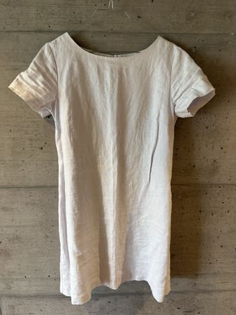 100% Leinenkleid kurzarm lila Grösse S