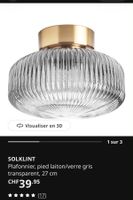 Plafonnier IKEA SOLKLINT laiton verre gris 27 cm occasion