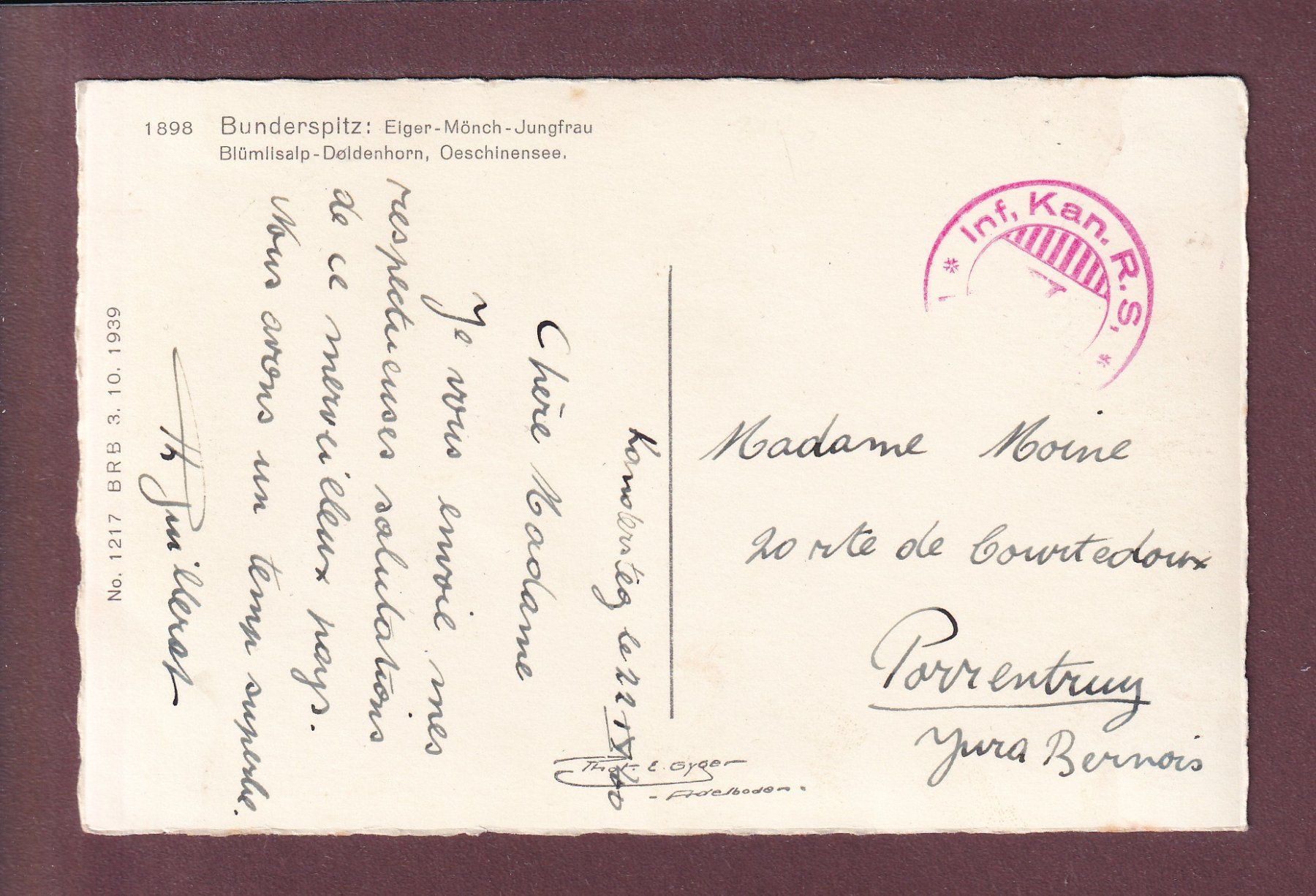 Cartoline postali: BUNDERSPITZ - 1940 Feldpost – Usato da Pully venduto da nicecards 1