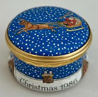 Halcyon Days Enamels, handbemaltes Weihnachtsdöschen, 1986