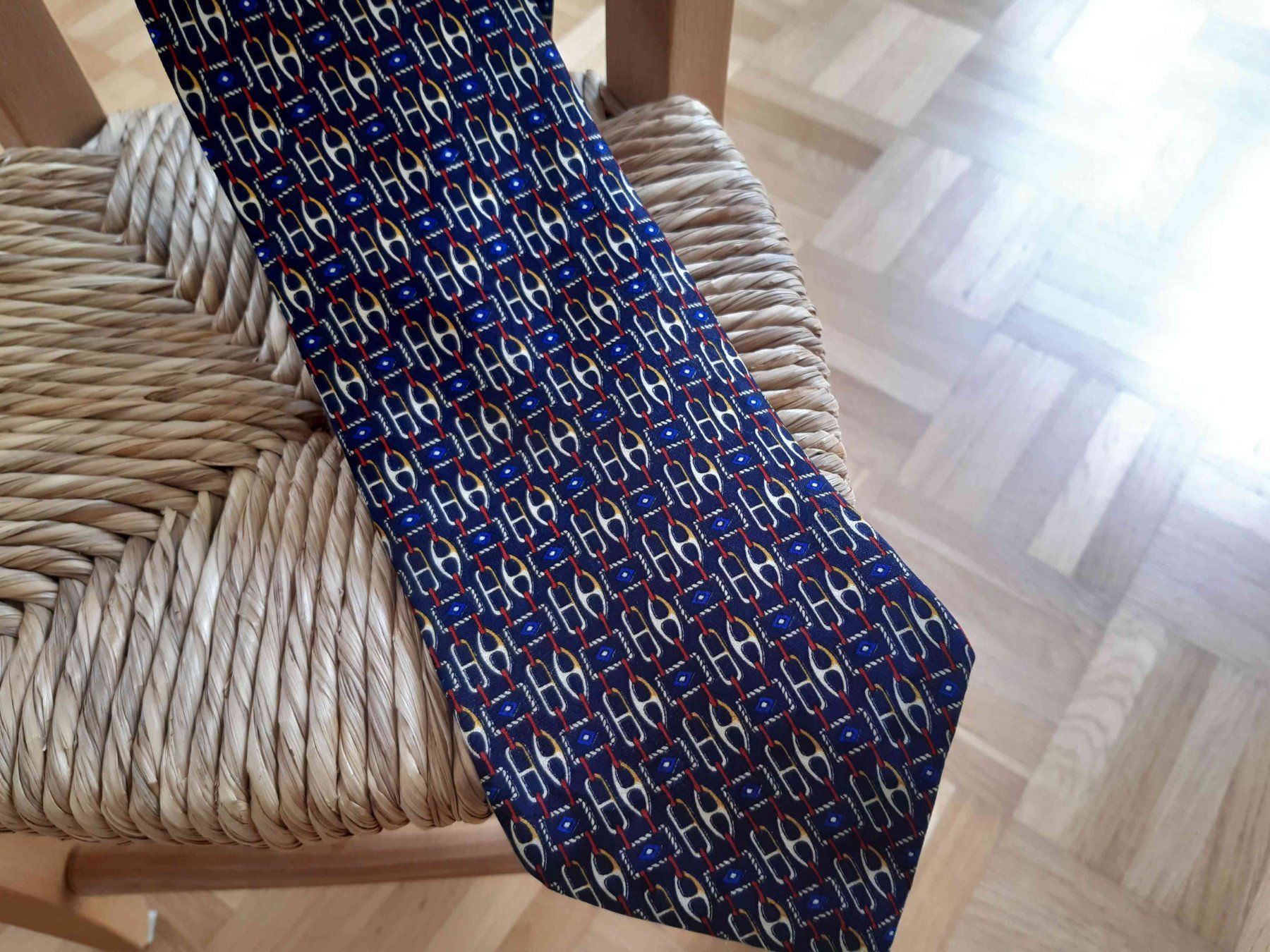Cravatte: Vintage Krawatte, Navy mit Muster – Usato da Windisch venduto da Re_ 2
