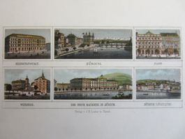ZÜRICH  STAHLSTICH KOLORIERT