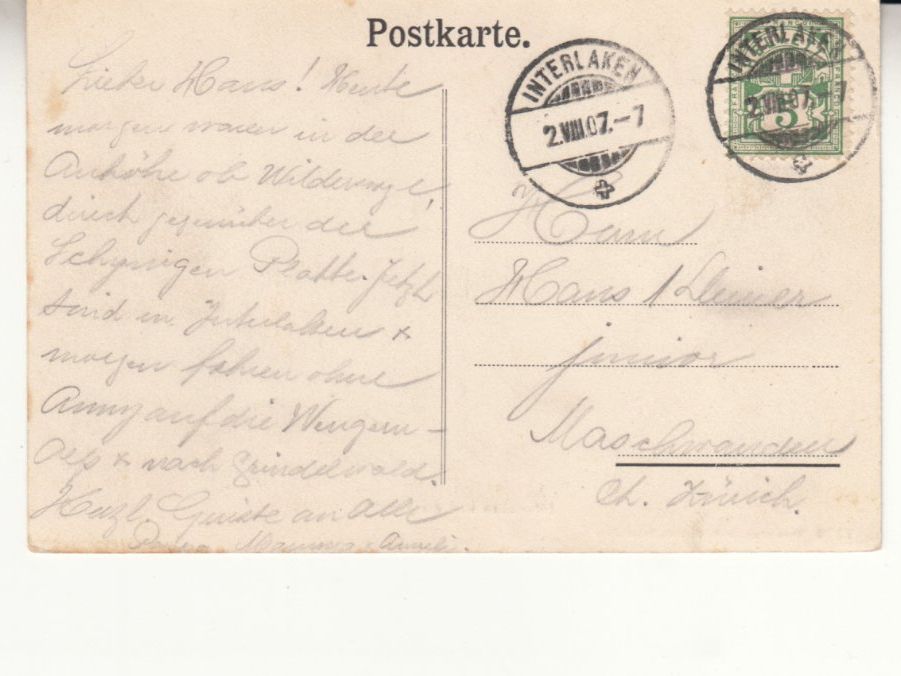 Cartoline postali: Interlaken 1907 – Usato da Bürglen TG venduto da StampGraf 1