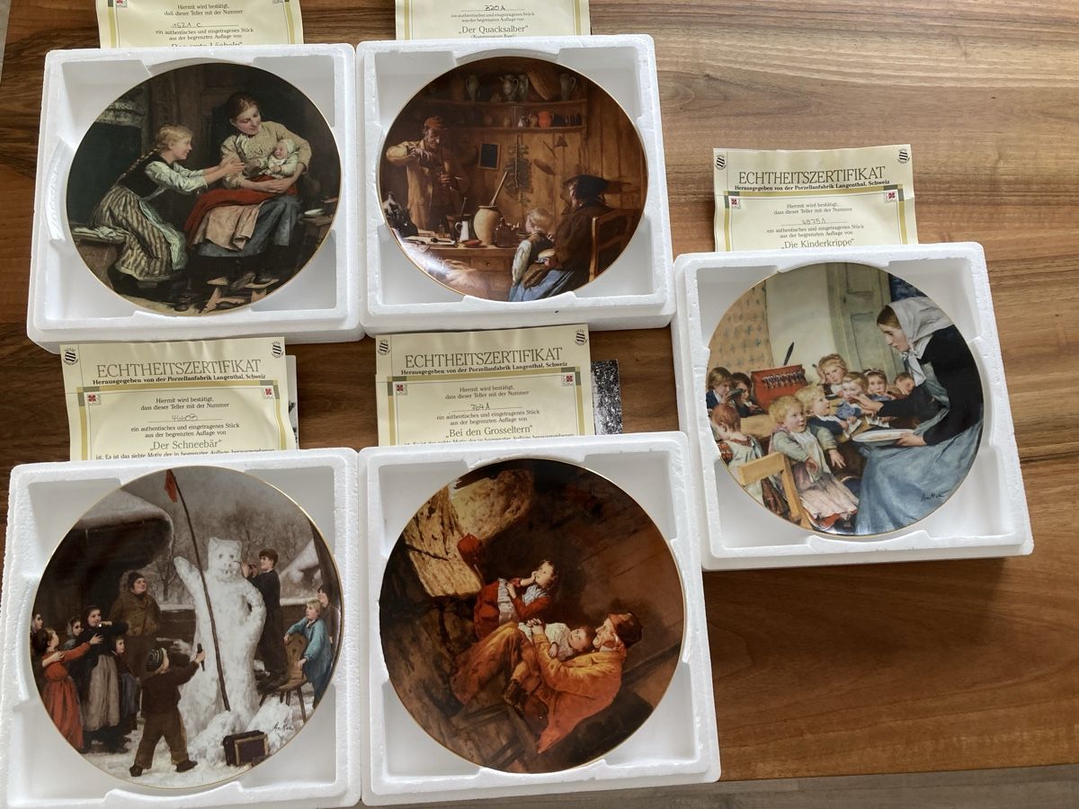 Ancore: 9 x Albert Anker Sammelteller NEU – Nuovo e nell'imballaggio originale da Full-Reuenthal venduto da Firu 2