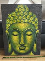 Buddha Gemälde, Leinwandbild, grün/gold