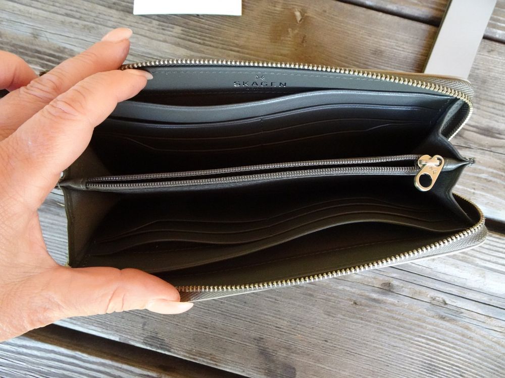 Skagen Dänemark echt Leder Portemonnaie grau Leder 424015