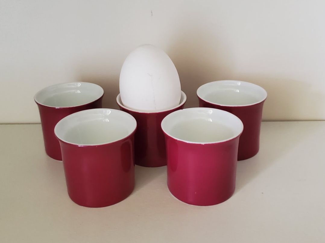 Rosenthal Sonstiges Geschirr: 5 coquetiers Rosenthal bordeaux / blanc – Gebraucht aus Rennaz von La_malle_du_dauphin 1