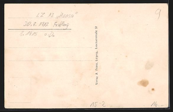 Foto & Poster: Zeppelin-Luftkreuzer LZ 13 Hansa über e – Usato da Berlin venduto da bartko-reher 1