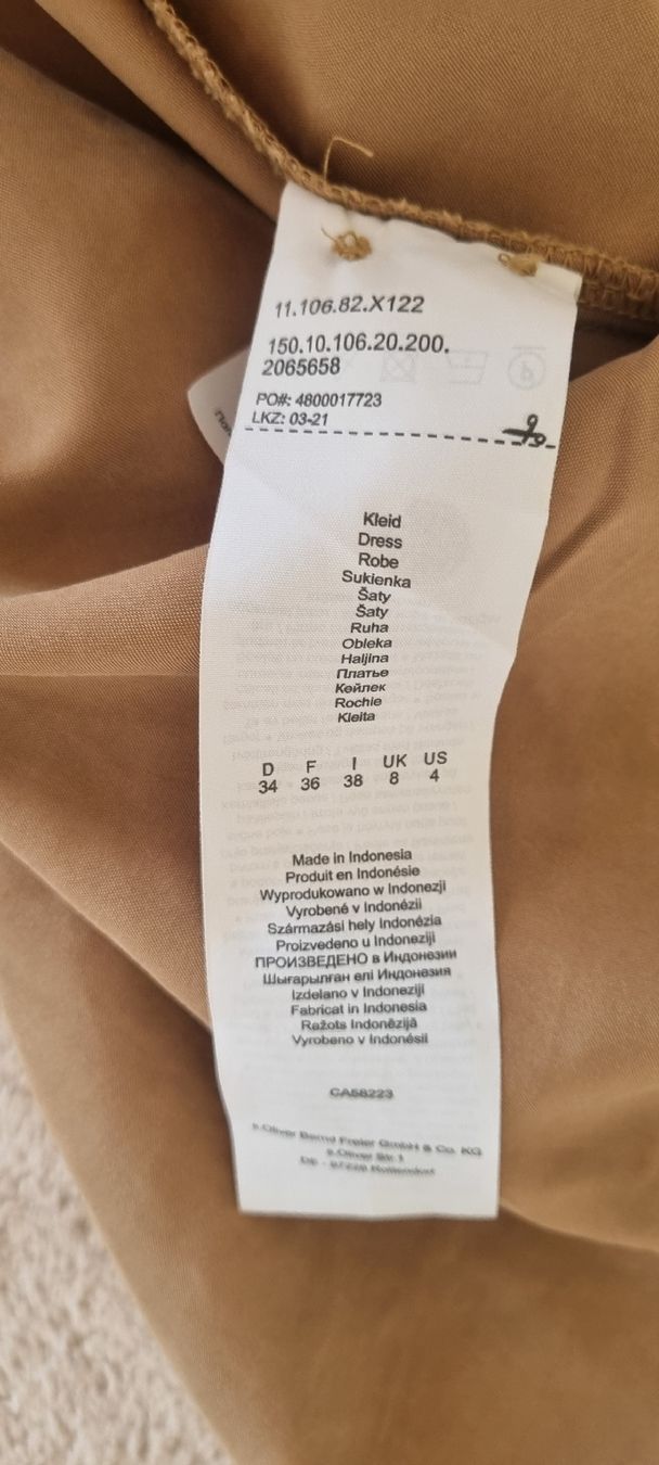 Vestiti: S.Oliver Kleid beige mit Bindegürtel Gr. 34 – Usato da Champlan venduto da acr_kkd5 6