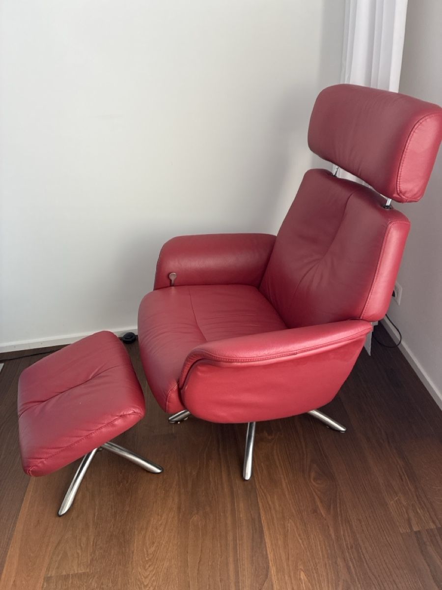Sessel: Ledersessel mit Hocker rot Drehfuss  – Neu (gemäss Beschreibung) aus Otelfingen von Schnydi_88 2