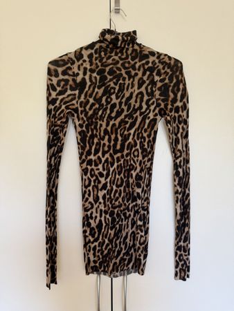 COS Turtle Neck Top Leopard Print Size S
