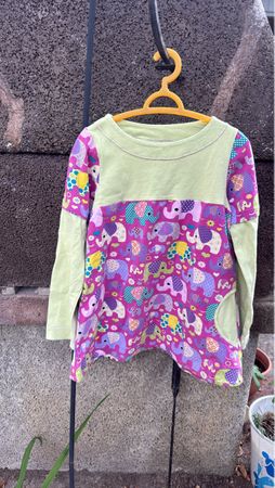 Langarmkleid  Elefantenmuster hellgrün lila
